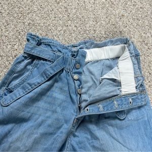 Wax Jeans Paperbag Belted Button Fly Lightweight Relaxed Womens Jeans Size L